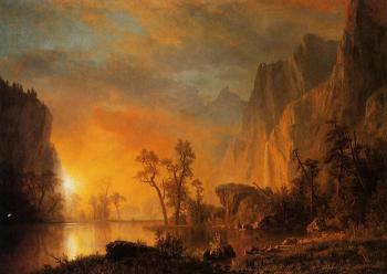 Albert Bierstadt : Sunset in the Rockies